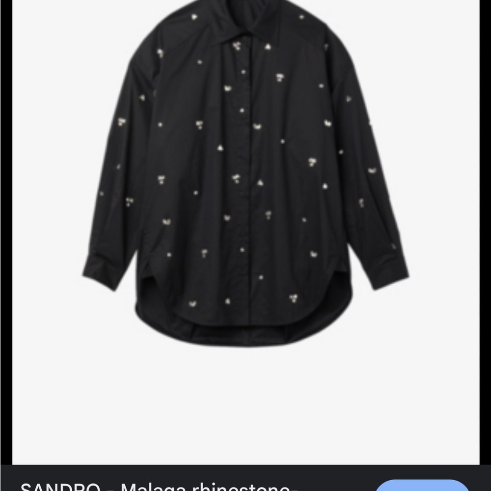 Sandro Elegant Black Shirt with Rhinestone Accents